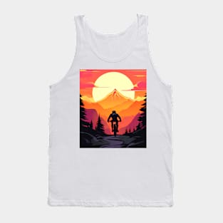 Mountain Bike Sunset Ride, Sports Cycling Tank Top